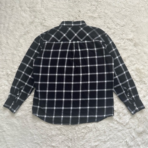 J. Crew Factory Top Flannel Shirt Button Down Long Sleeve Cotton Black White M - Picture 5 of 13